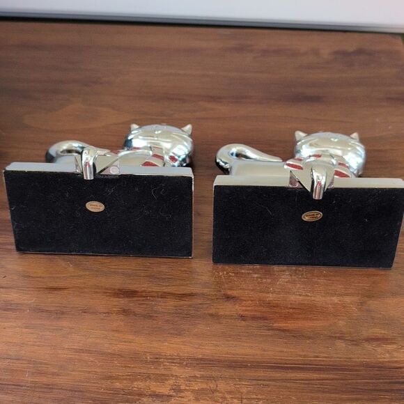 Silver Cat Stocking Holders with Red Glitter Accents Set of 2 - Picture 7 of 9